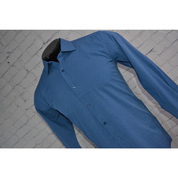 Lucky Brand Dress Shirt 4 Way Stretch Geometric Mens Size Medium Slim Stretch - Picture 5 of 6